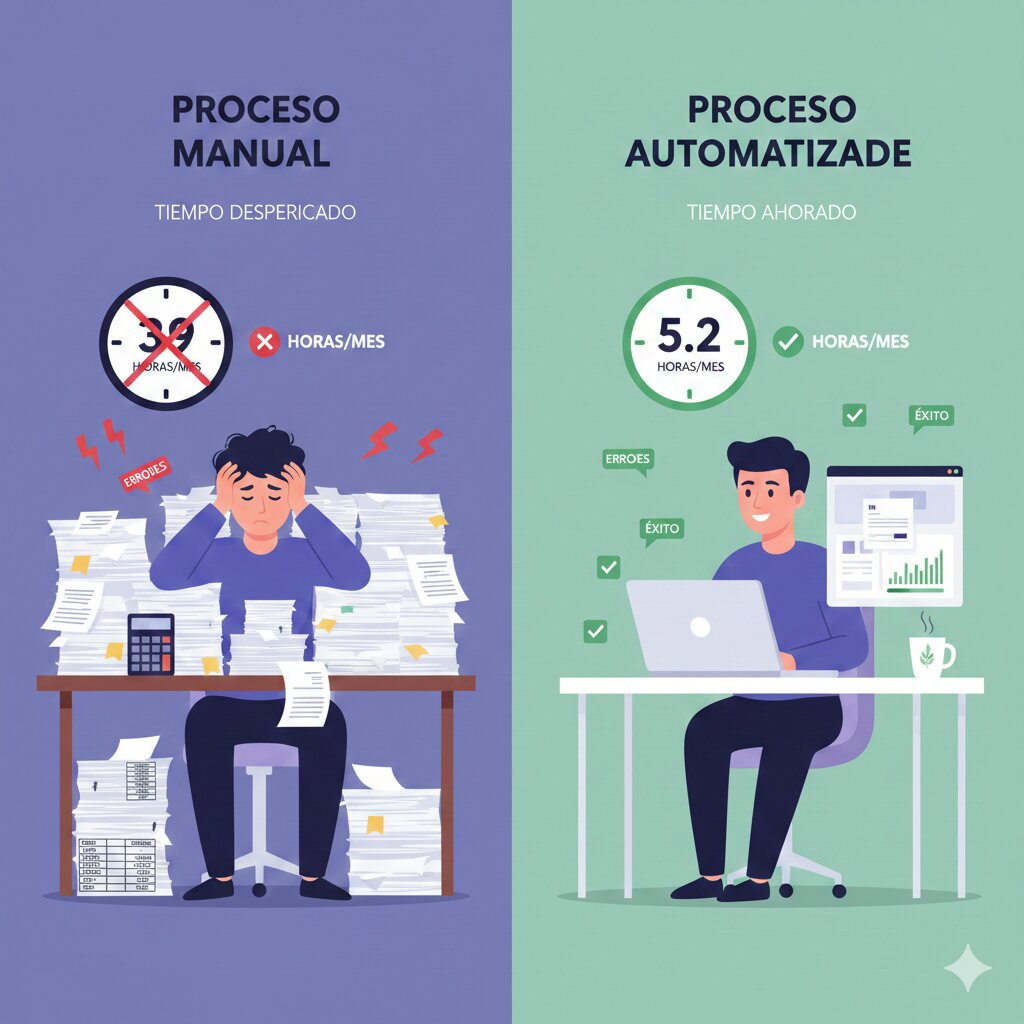 Gráfico interactivo tiempo dedicado por tarea: manual vs automatizado - Ahorro 70-87%