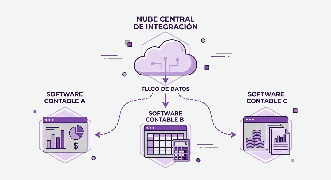 Icono de integración entre CopilotGestoria y los programas contables Sage, A3 y ContaPlus que ya usa un despacho
