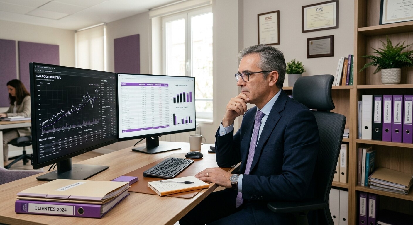 Gestor de una asesoría comparando criterios de elección de software según el tamaño de su despacho