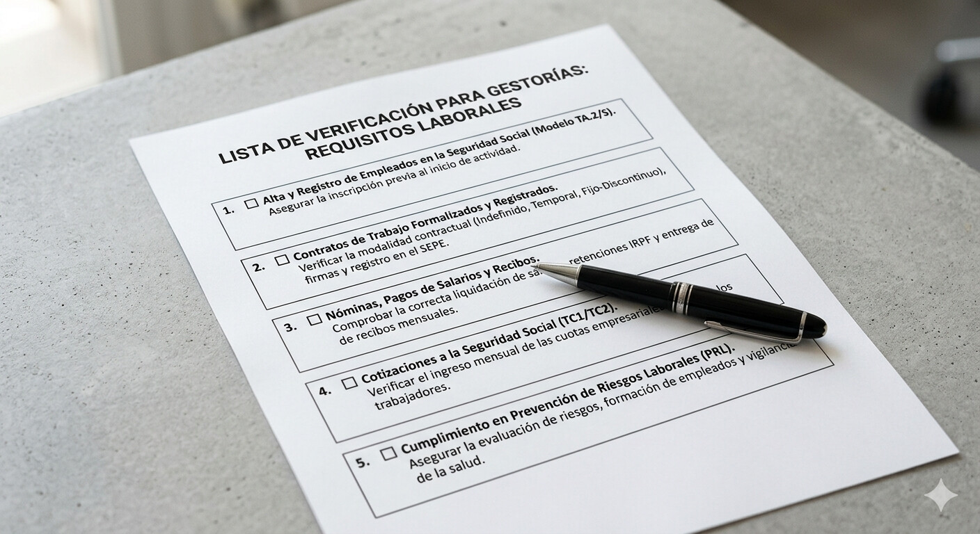 Lista de verificación de incompatibilidades CAE para gestorías antes del alta del trabajador en Seguridad Social