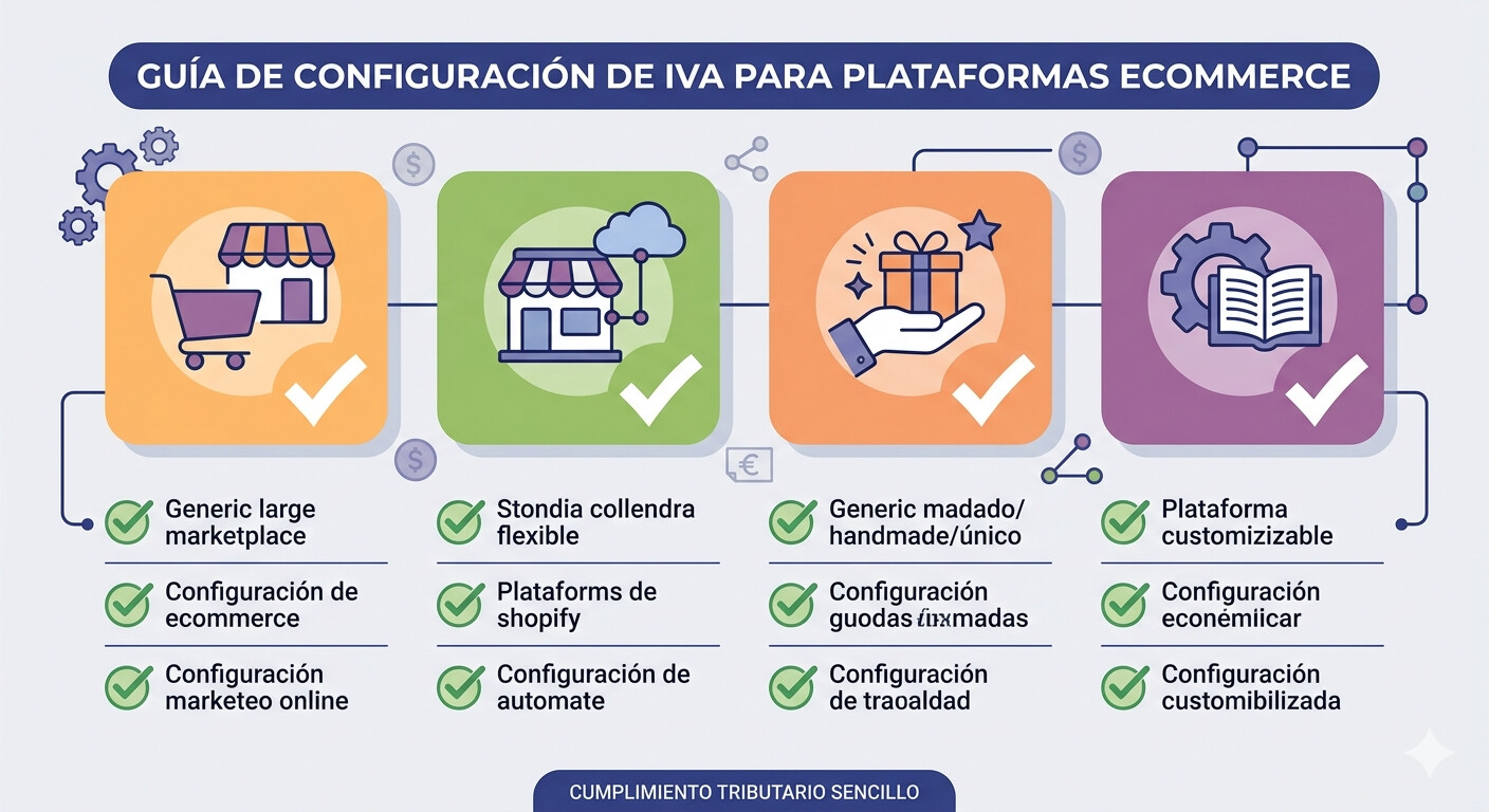 Configuración IVA por plataforma ecommerce: Amazon Seller Central, Shopify Tax, Etsy, WooCommerce — guía gestorías OSS 2026