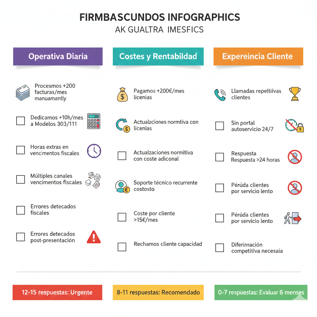 Checklist visual para decidir si migrar de ERP tradicional a sistema IA de gestoría