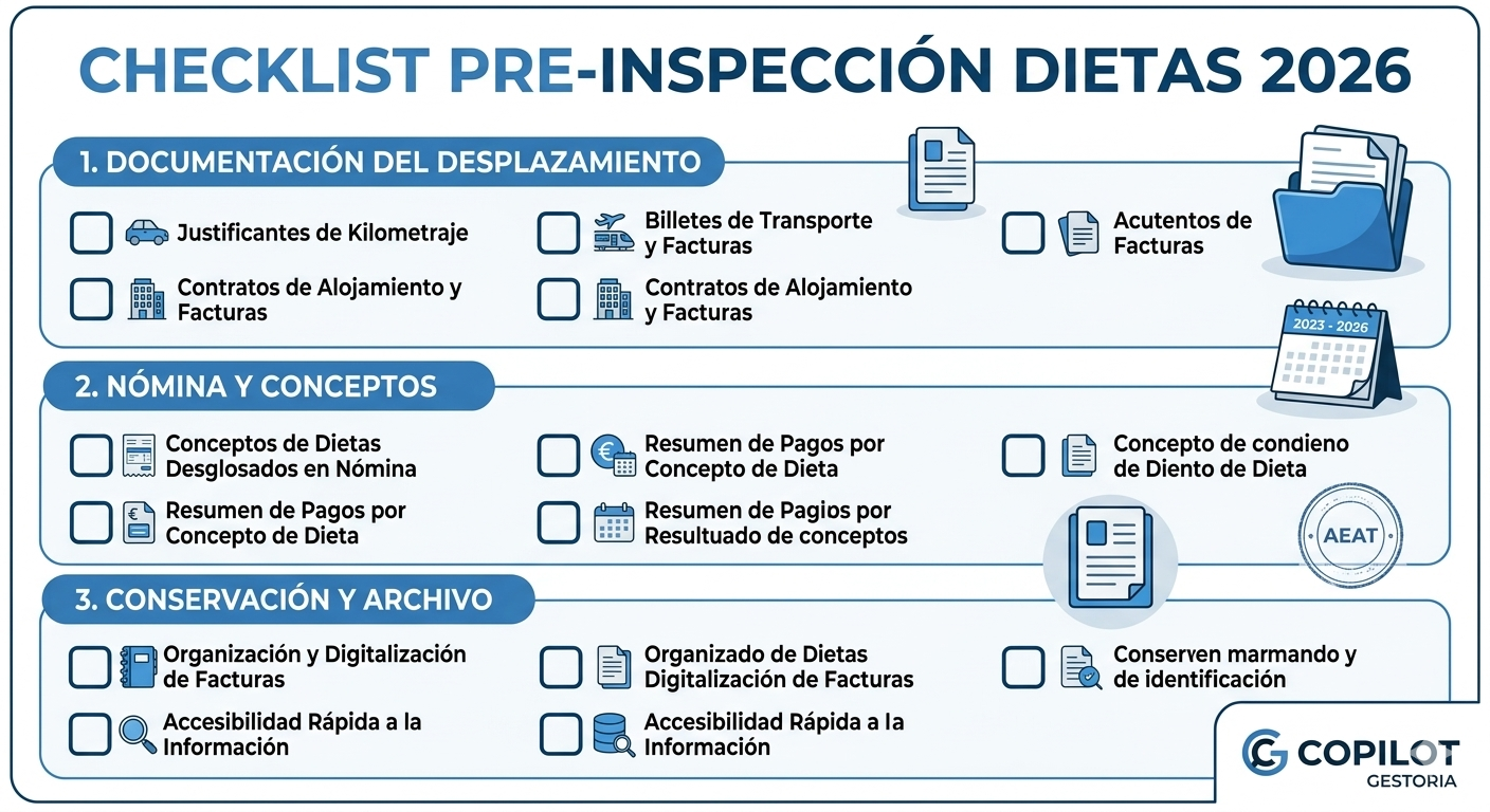 Checklist de documentación para dietas y gastos de locomoción - Gestoría