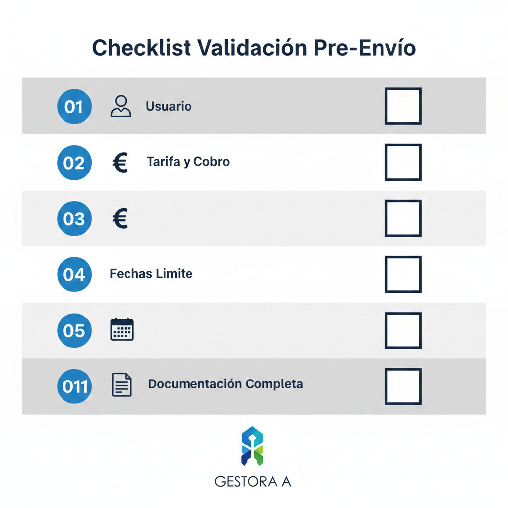 Checklist validación nóminas pre-envío Seguridad Social - 12 puntos críticos verificar