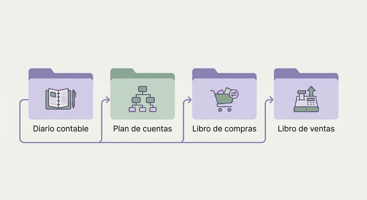 Los cuatro ficheros de la importación Excel de ContaSol: APU de asientos, MAE de plan de cuentas, IVS de IVA soportado e IVR de IVA repercutido