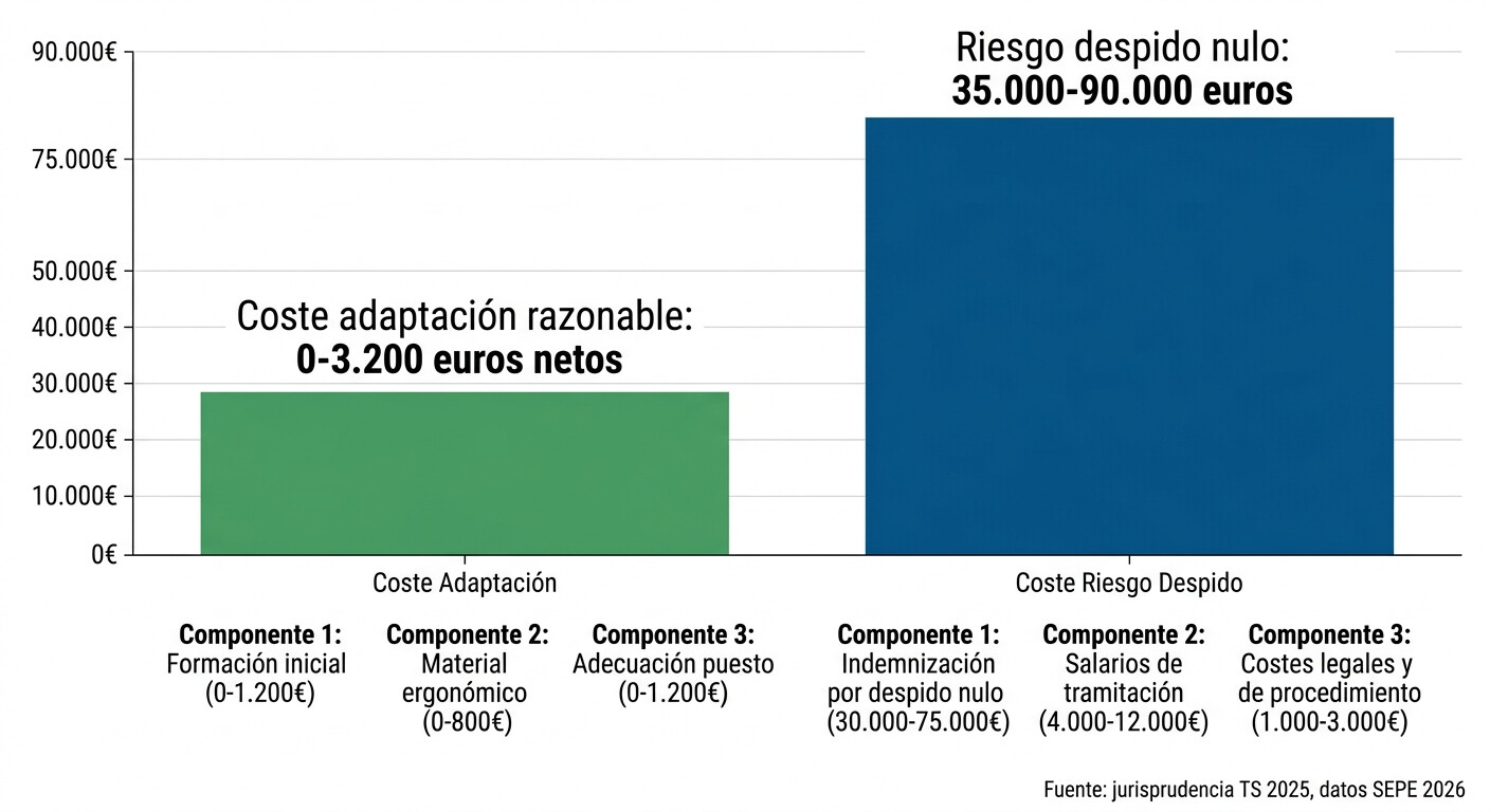 Comparativa coste despido nulo vs adaptación razonable incapacidad permanente empresa PYME España
