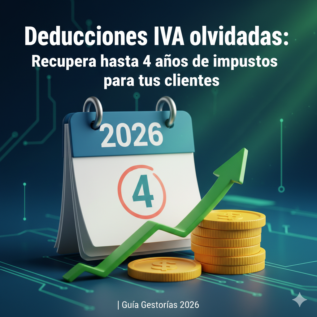 Deducciones IVA olvidadas: recupera hasta 4 años de impuestos para tus clientes | Guía Gestorías 2026