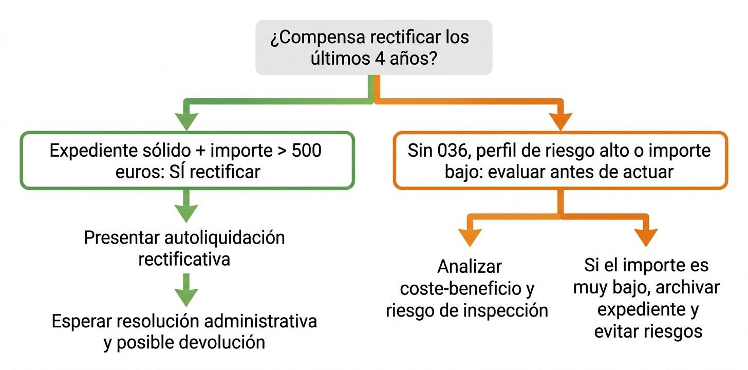 Diagrama de árbol de decisión para evaluar si un autónomo debe rectificar los Modelos 303 de suministros de los últimos 4 años
