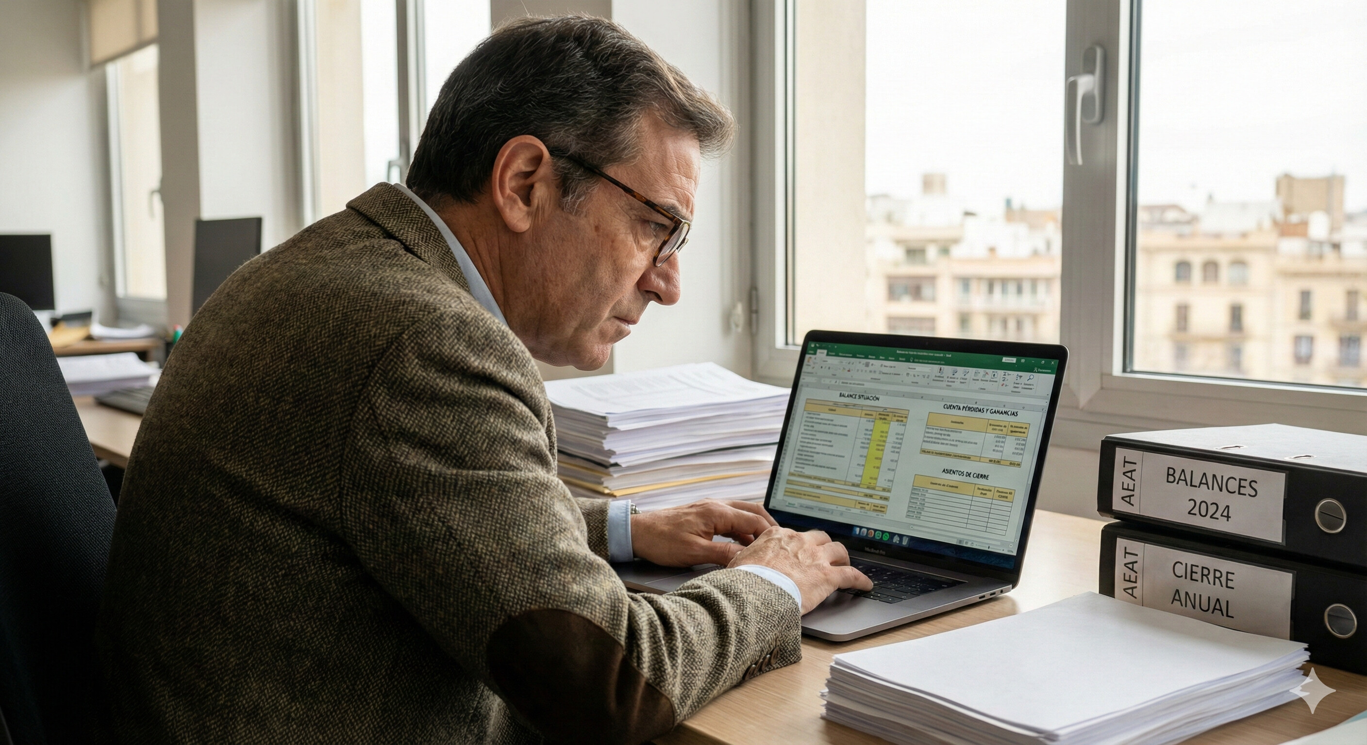 Diagrama de flujo profesional del proceso de cierre contable con 5 fases: Preparación documentos, Conciliaciones bancarias, Ajustes y provisiones, Regularización cuentas, y Cierre definitivo con asiento de cierre