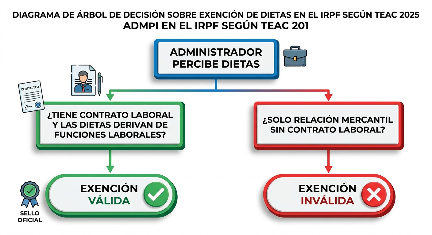 Árbol de decisión: cuándo un administrador puede aplicar la exención de dietas IRPF