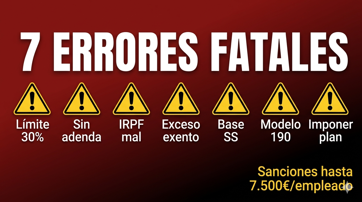 7 errores fatales retribución flexible sanciones inspección trabajo AEAT gestorías