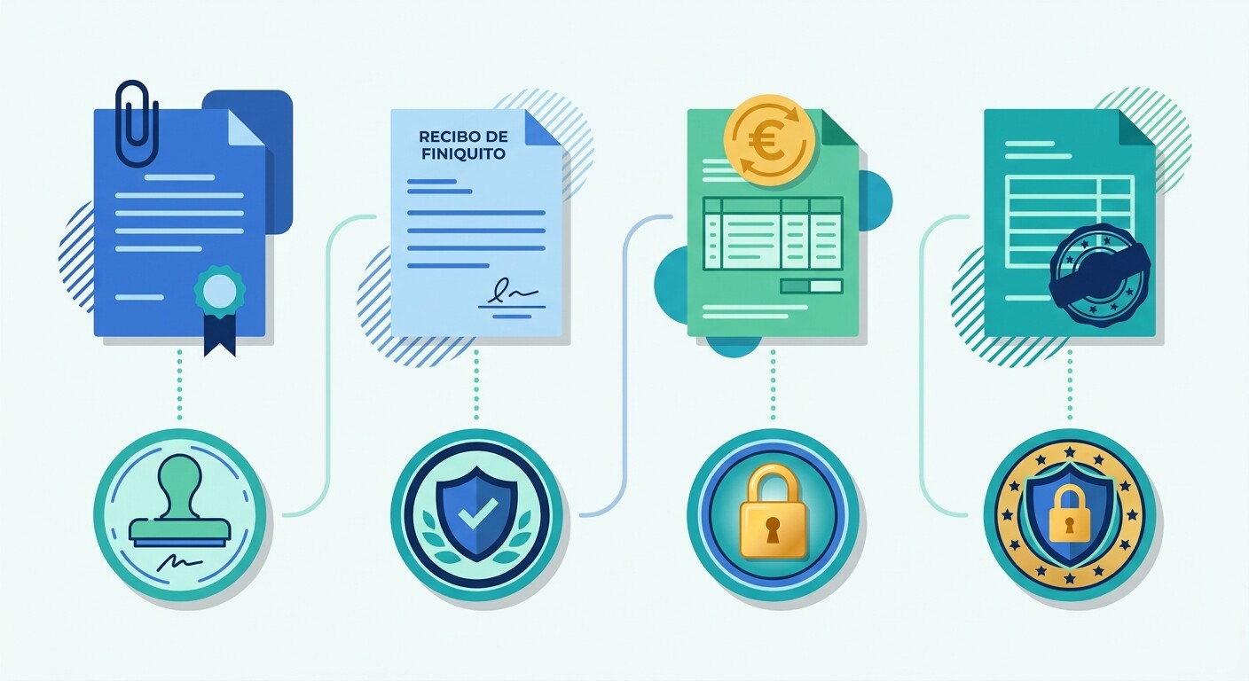 Tabla comparativa de los cuatro documentos de una gestoría y el nivel de firma electrónica recomendado para cada uno