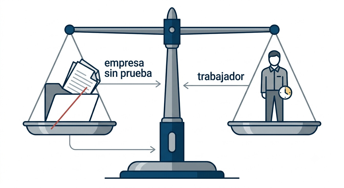 Empresa sin registro de jornada teletrabajo carga de la prueba STS 444 2026 presunción laboralidad