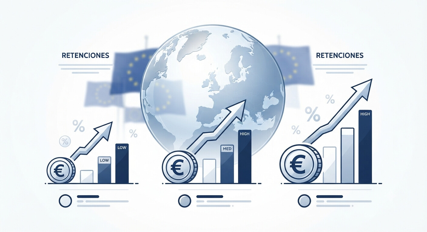 Tabla comparativa de tipos de retención IRNR 2026 por tipo de renta y residencia fiscal del perceptor
