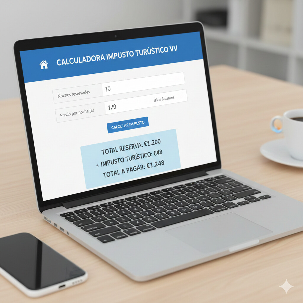 Mapa político España dividido por 17 comunidades autónomas coloreado por rangos impuesto turístico: verde 0 euros, amarillo menor 2 euros, naranja 2-5 euros, rojo mayor 5 euros con leyenda profesional