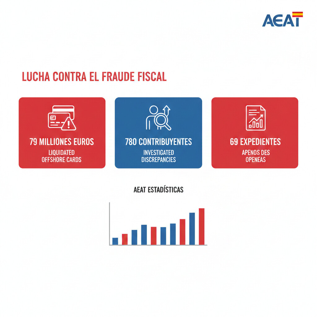 Estadísticas AEAT lucha contra fraude fiscal tarjetas offshore 2022: 79 millones euros liquidados, 780 contribuyentes investigados