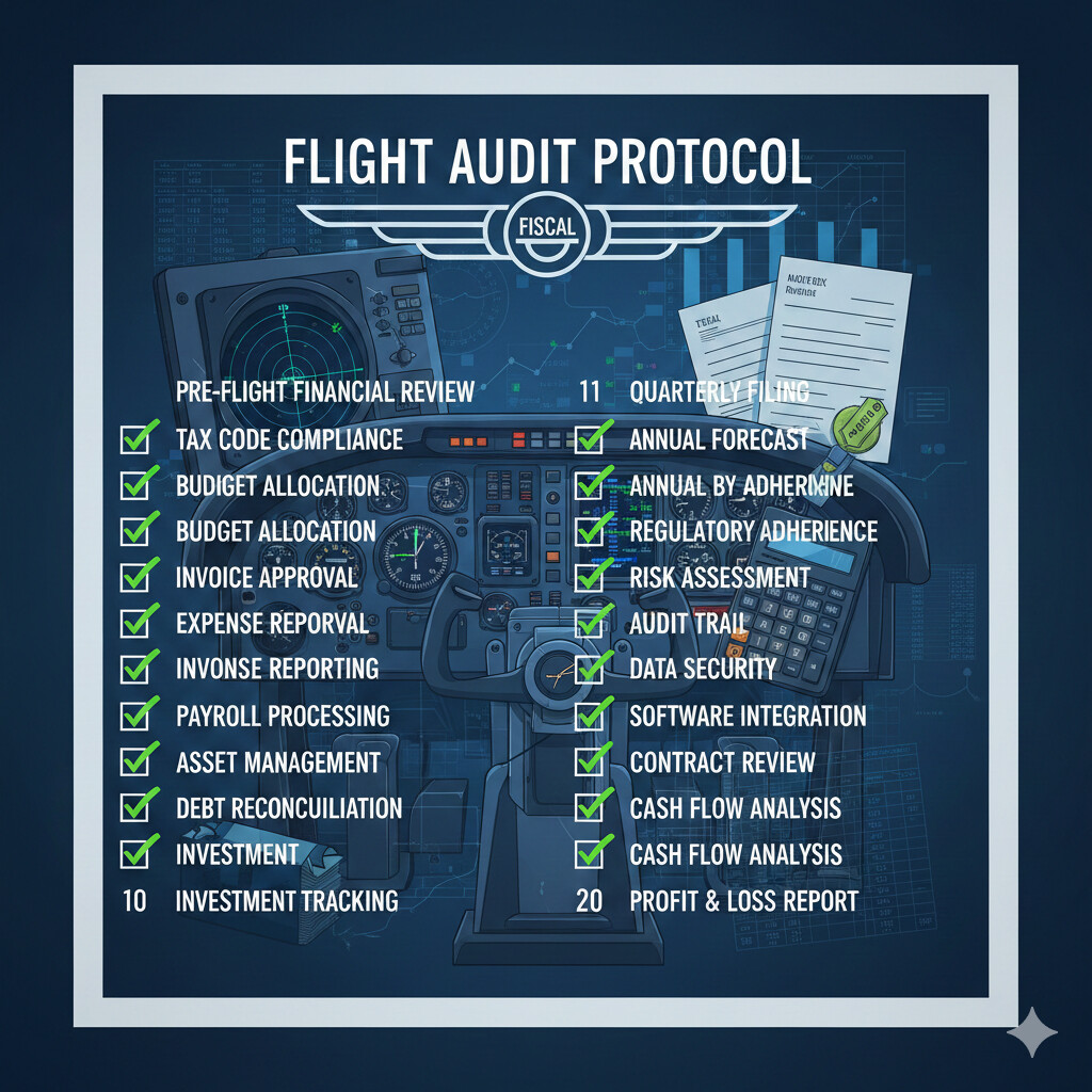 Infografía completa del checklist pre-vuelo de 20 pasos para presentar el modelo 390 2025 sin errores