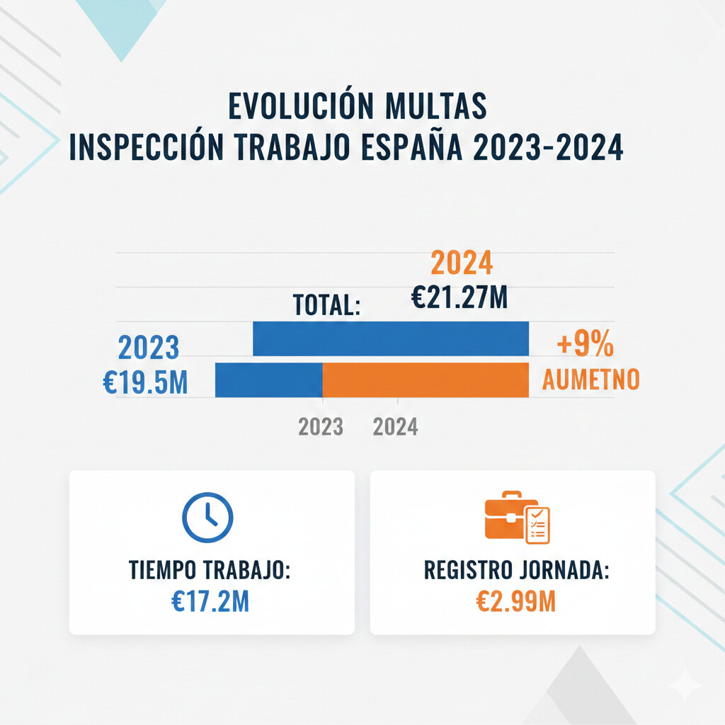 Gráfico evolución multas Inspección de Trabajo 2024 - Desglose por tipo de infracción
