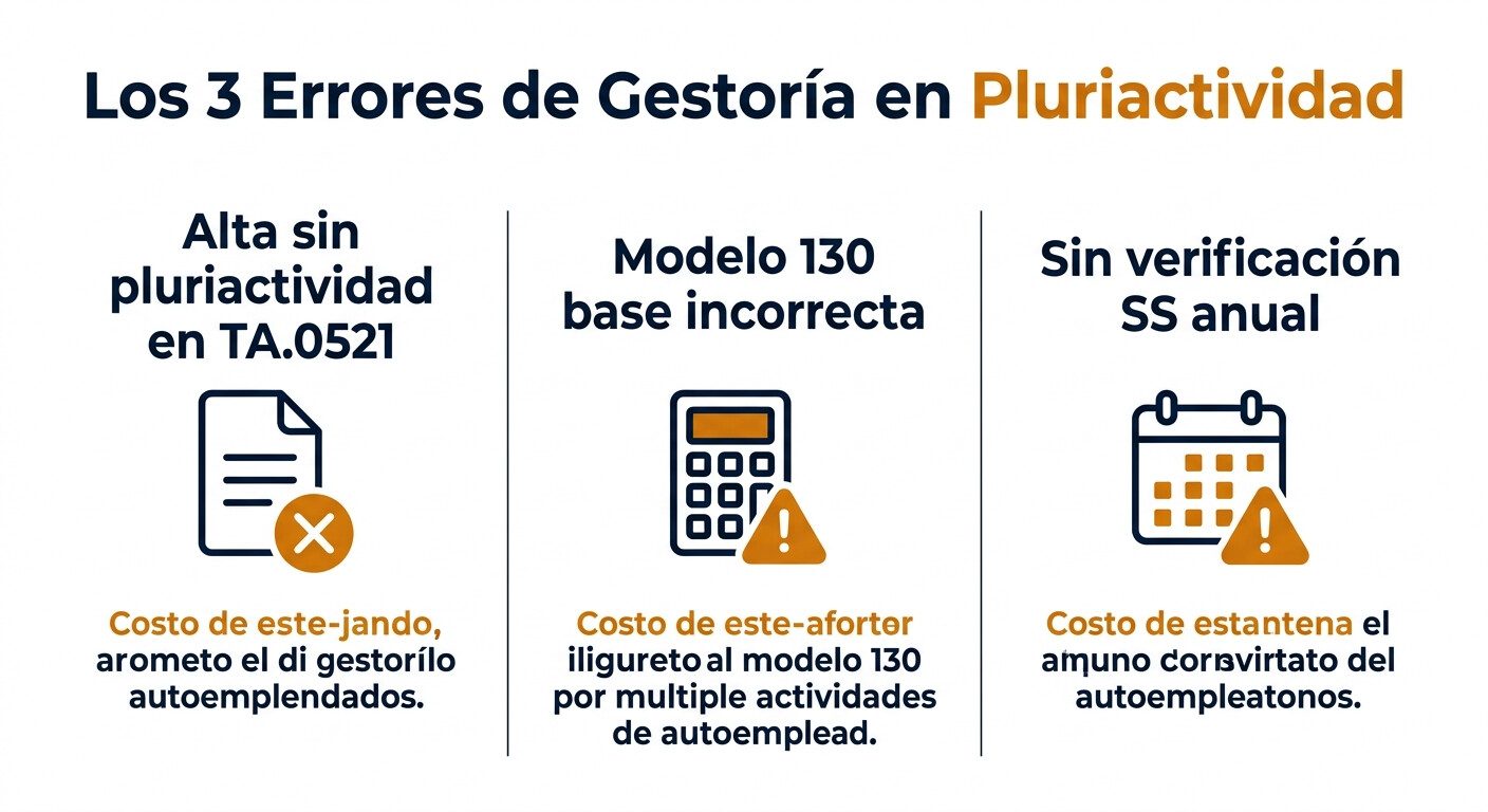 Checklist de errores frecuentes que cometen las gestorías al gestionar clientes autónomos en situación de pluriactividad y cómo evitarlos