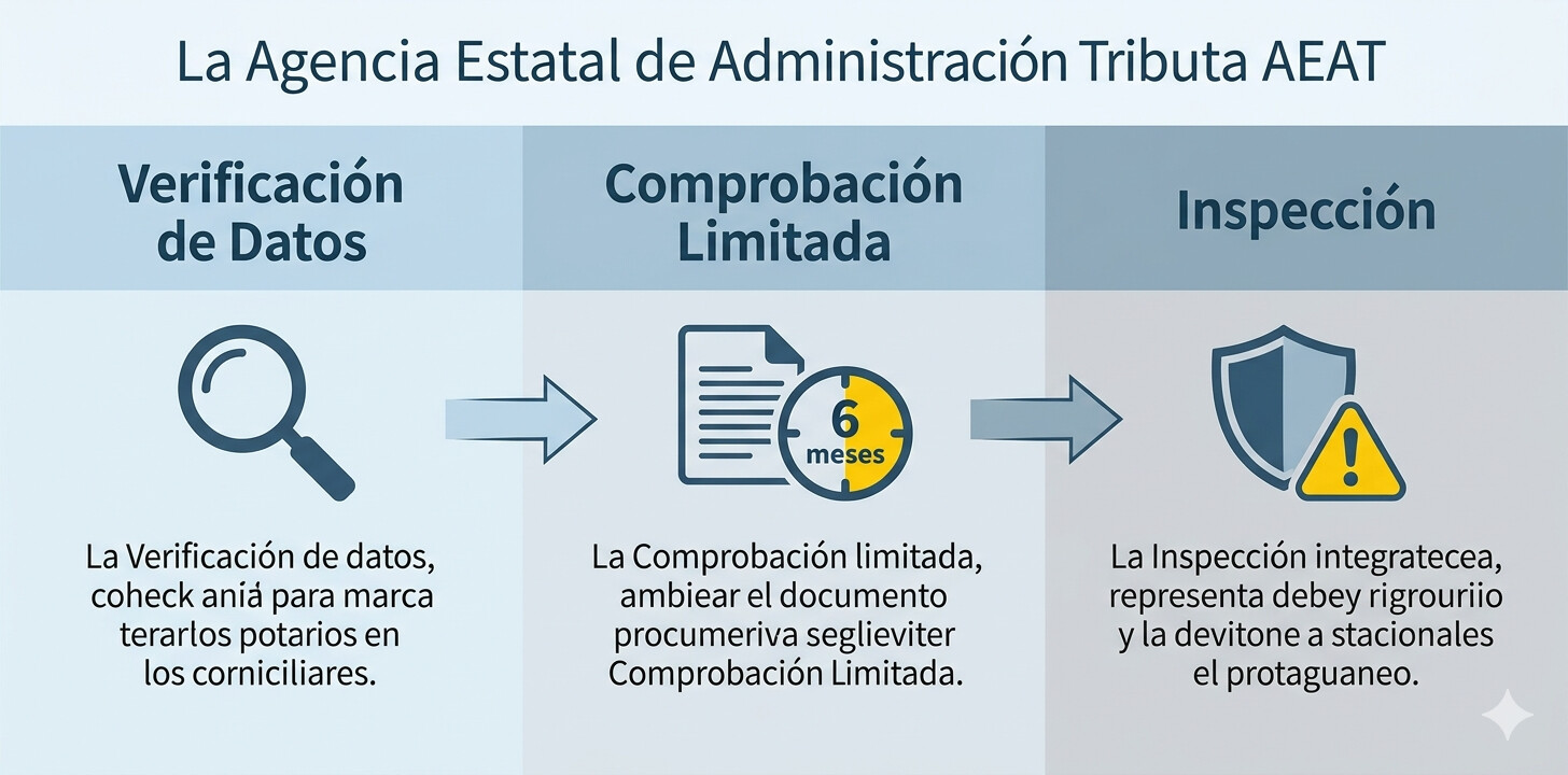 Tabla comparativa procedimientos AEAT: verificación de datos, comprobación limitada e inspección tributaria — diferencias en alcance, plazo y efectos