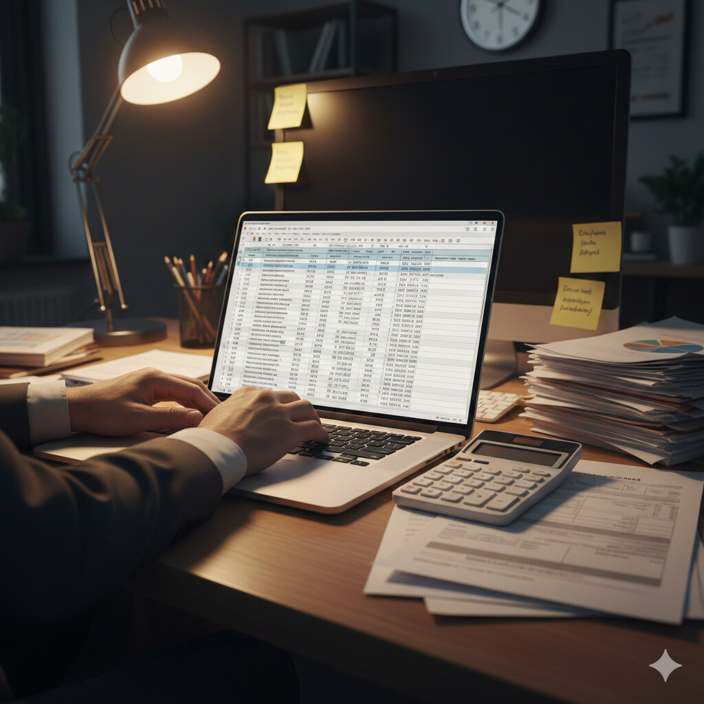 Gestoría procesando nóminas manualmente con Excel - Tiempo desperdiciado y riesgo de errores