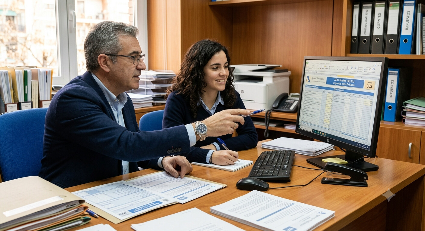 Gestor veterano formando a un profesional joven en un despacho de asesoría fiscal: el relevo generacional que apenas llega al sector