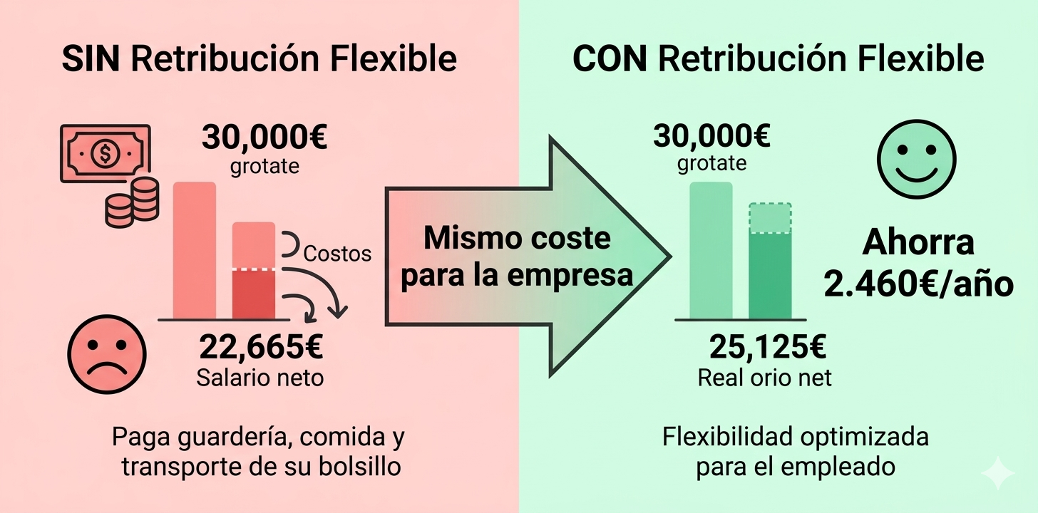 Comparativa antes y después de implementar retribución flexible en nómina