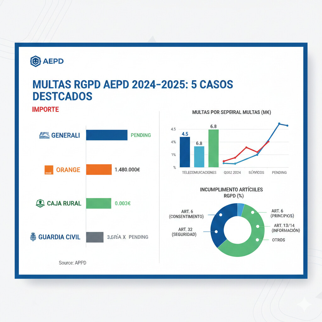 Gráfico estadísticas multas AEPD 2024: 242 sanciones, 27 millones de euros, incremento 44% versus 2023