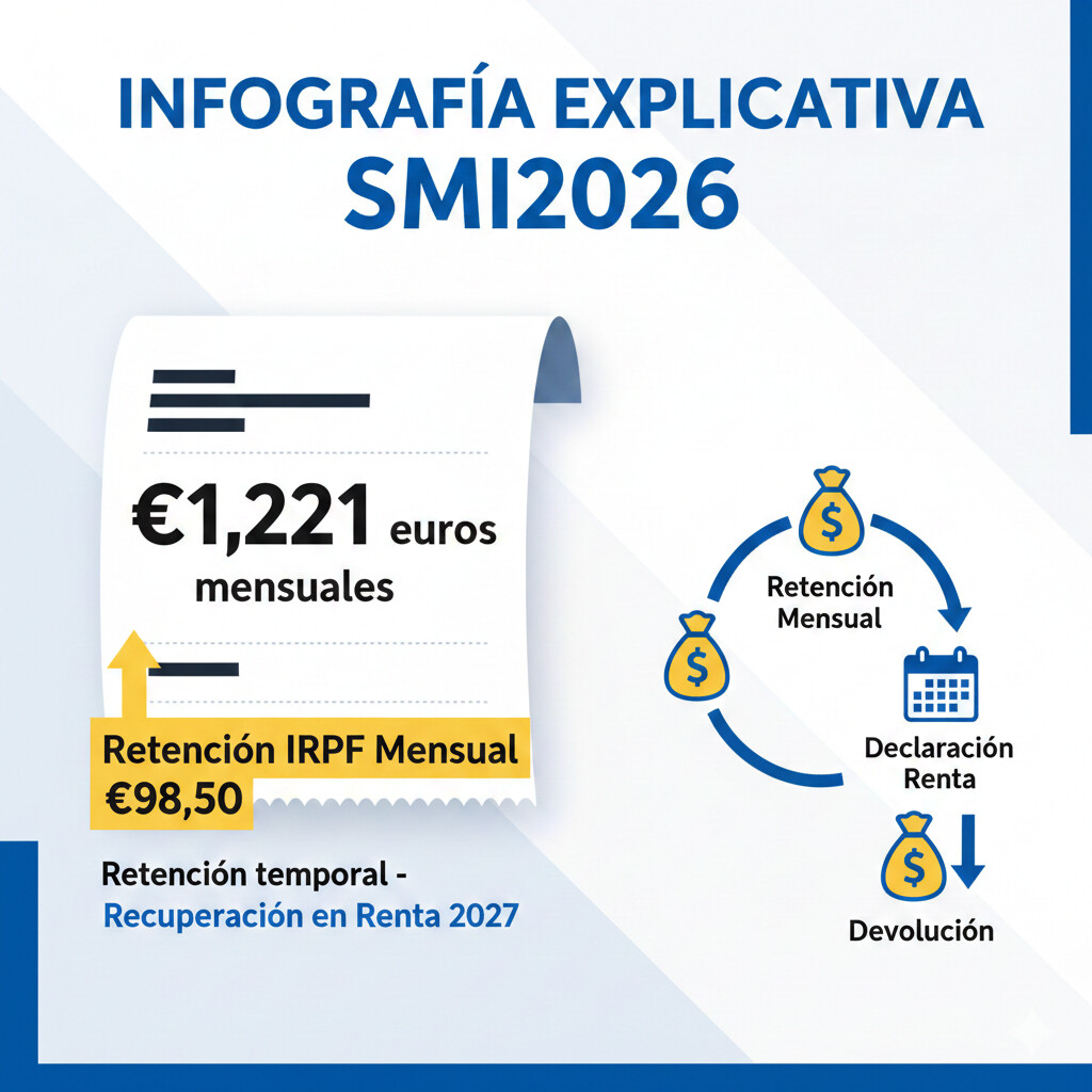 SMI 2026 propuesto €1,221 euros y exención IRPF - Cómo afecta al cálculo de retenciones en nóminas